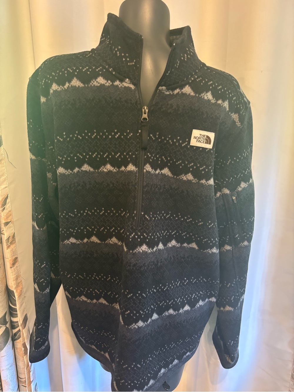 The North Face Black and Gray Patterned Half-Zip Sweater